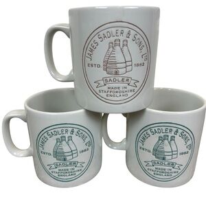 Set of 3 James Sadler & Sons Engraved 14oz Mugs Tea Latte